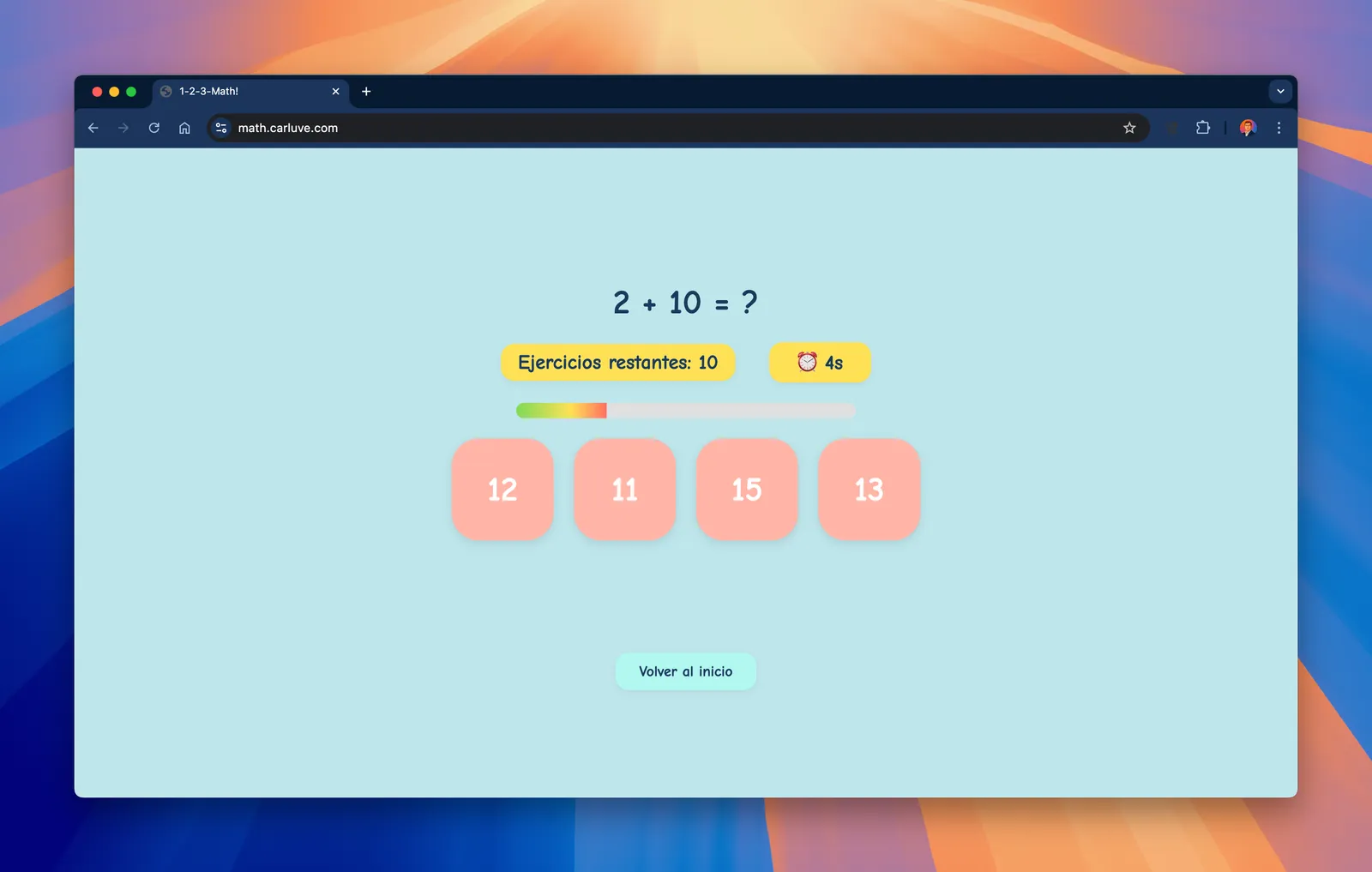 A timed question with four answer options
